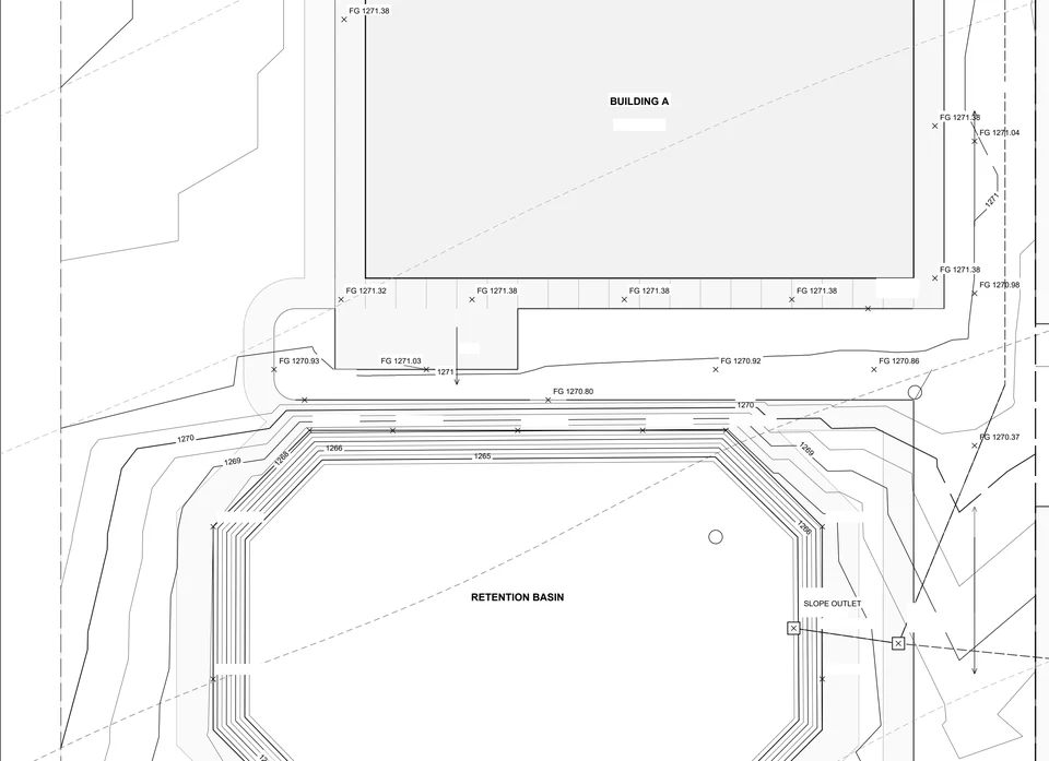 Mesa Vista Retail Center civil grading detail, selected preview with instructional values omitted.